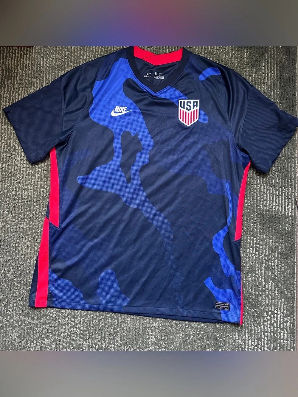 USA US Soccer 2020 Away Nike Dri-Fit Stadium Jersey USMNT Camo Navy Blue XL